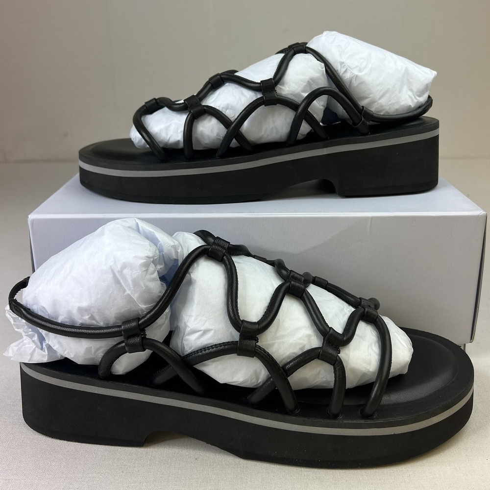 AEROSOLE Chaya Strappy Leather Flatform Sandals Womens Sz 12M Black